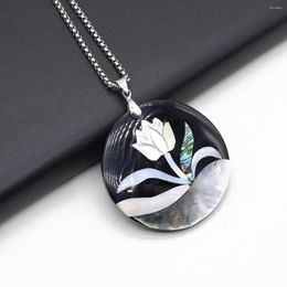 Chains Natural Abalone Shells Necklace Pendant Round Engrave Cartoon Flower Shapes Exquisite Charms For Jewelry Making Diy Personality