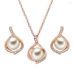 Necklace Earrings Set Elegant Creative Pearl Sets Of Two-piece Clothing Accessories Simple One Stone Pendant Jewellery 10 Designs