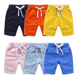 Shorts Crianças Verão para Meninos Meninas Algodão Sólido Elástico Cintura Praia Calças Esportivas Infantil Roupas Infantis Dropship 10Y 230617