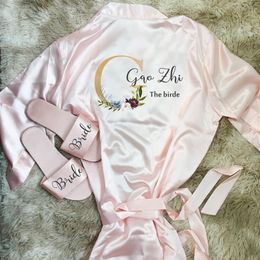 Personalized Bride robe Bridesmaid kimono robes printing flower for wedding birthday party gifts 1pcs 3178