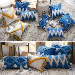 Pillow Case 30x50cm/45x45cm Moroccan Bohemia Style Macrame Hand-woven Cotton Thread Pillow Covers Sofa Cushion Cover Decor Pillowcases 230617