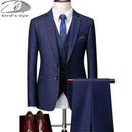 Jackets (blazers+pants+vest) Mens Suits Plaid 3 Pieces Men Dress Suits Casual Commuter Office Business Suits for Wedding Jacket Trousers