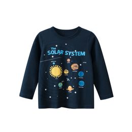 T-shirts Brand Children's Clothing Autumn Cartoon Space T-Shirt for Boys Girls Kids Bottoming Shirts Long Sleeve Cotton Tops Tee 230617