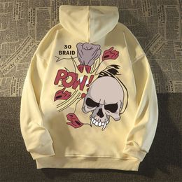 Men's Hoodies Sweatshirts American retro men vibe style dark skull sweater oversize loose male and female ins spring and autumn couple sweater goth 230617