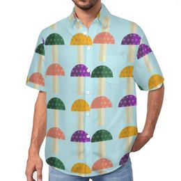 Men's Casual Shirts Mushroom Flat Vacation Shirt Cute Mushrooms Hawaiian Men Trendy Blouses Short Sleeve Graphic Clothing Big Size 4XL
