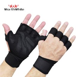 Hand Grips WorthWhile Half Finger Gym Fitness Gloves Hand Palm Protector with Wrist Wrap Support Crossfit Workout Power Weight Lifting 230617