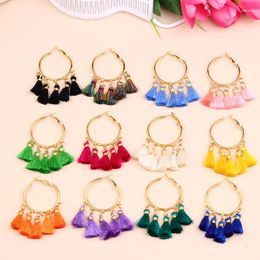 Hoop Earrings U-Magical Minimalist Multiple Colorful Bohemian Sue Long Tassel Earings For Women Fairy Gold Metal Party Jewelry