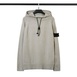 2023 Spring and Autumn New Fashion Brand Knitted Pull Cord Hooded Solid Woollen Sweater for Men