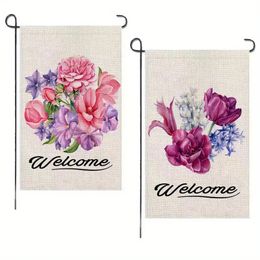 1pc Holiday Decoration Garden Flag, Linen DoIuble Sided Print Garden Flag, 12x18inch, No Flagpole