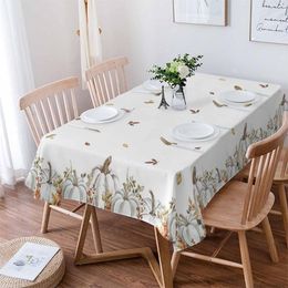 Table Cloth Thanksgiving Pumpkin Leaves Tablecloth Waterproof Dining Rectangular Round Home Textile Kitchen Decoration