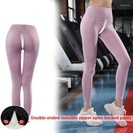 Women's Leggings Yoga Pants Women 'S Invisible Open-Seat Pant High Waist Hip Lift Skinny Legging Stretch Fitness Trousers Outerwear