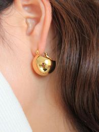 Hoop Earrings Minimalist Golden Metal Ball Huggies Woman Earring Trendy Semicircular Glossy Gold Silver Color For Women Jewelry