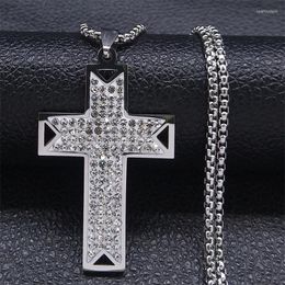 Pendant Necklaces Jesus Christ Crucifix Cross Necklace Silver Colour Stainless Steel Amulet Jewellery Corrente Masculina N4944S06