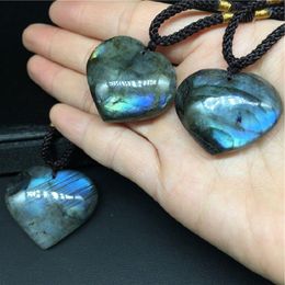 Raw Crystal Labradorite Moonstone Ocean Heart Pendant decor Jewellery Necklace Energy stone quartz Love Hearts Gift Ijjgf