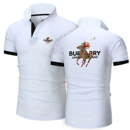 Men's Polos Men's Polo Shirt Luxury Print Golf Polos Stand Collar T Shirt Slim Fit Breathable Solid Color Short Sleeve Tops Business Wear 230617