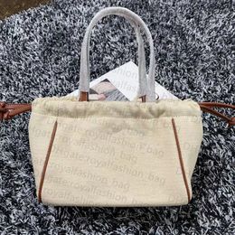 Tote Shopping Bag 7A Quality Canvas Cowhide Material Handbag Drawstring Designer Opening Women's Handbag Classic Design Luxury Bag