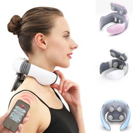 Other Massage Items Smart 4D Magnetic Pulse Heated Electric Shoulder Neck Massager Fatigue Pain Relief Cervical Massage With Remote Control 230617