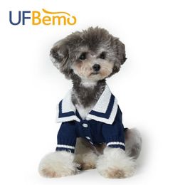 Sweaters Ufbemo Dog Sweater Cat Jersey Chien Clothes Cardigan Sweater for Small Medium Chihuahua Christmas Puppy Navy Winter Cotton