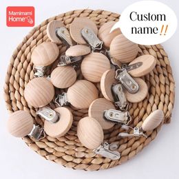 Baby Teethers Toys 50pc Wooden Pacifier Clips Beech Wooden Teether Metal Clips BPA Free Wooden Blank Nipple Holder Chain Toy Custom Name Clips Gift 230617