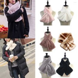 Scarves Women Winter Thicken Plush Faux Fur Scarf Solid Collar Shawl Neck Warmer Shrugs Knitted Neckerchief Long Wraps