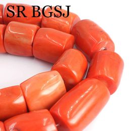 Crystal 1820mm Wholesale Genuine Orange Natural Coral Drum Column Loose Big Charm Beads For Diy Jewelry Making