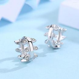 Stud Earrings Authentic 925 Sterling Silver Earring Simple Snowflake Crystal For Women Wedding Party Jewelry Gift