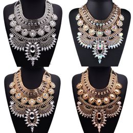 Anhänger Halsketten Boho Ethnic Big Bib Maxi Choker Damenschmuck Indischer Vintage Statement Kristall Großer Kragen Halskette Mädchen 230617