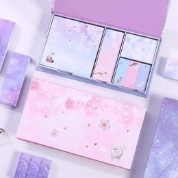 Japanese Cute Stationery Pink Cherry Blossom Sticky Notes Student Girl Heart Starry Sky N Times Posted Ins