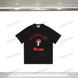 xinxinbuy Men designer Tee t shirt 23ss Mushroom letter printing short sleeve cotton women white black yellow XS-2XL