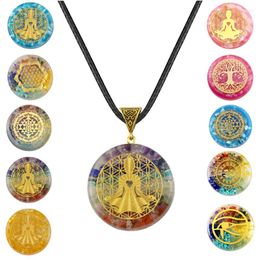 Pendant Necklaces Seven Chakra Necklace Reiki Therapy Natural Stone Charm Circular Women's Yoga Jewellery Crystal Gift