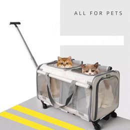 Strollers Foldable Pet Trolley Case Detachable Universal Wheel Breathable Foldable with Wheels Doublelayer Pet Carrier