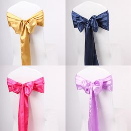 Sashes 10pcs/50pcs Satin Chair Sash Knots Hotel Party Banquet Chair Tie Back Belt Birthday Wedding Decoration Chair Ribbon Bow