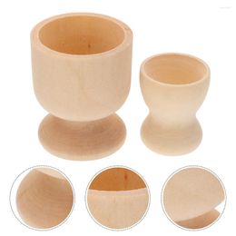 Dinnerware Sets 12 Pcs Mini Toy Wooden Egg Tray Graffiti Cup Holder Storage DIY Stand Accessories 3.5X3CM Children Kids Toys