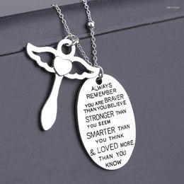 Pendant Necklaces Wish Blessed Always Remember You Are Braver Smarter Than Believe Think Stronger Beads Angle Cross Charm Necklace