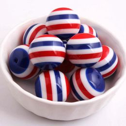 Crystal Kwoi Vita Red White Blue Chunky Round 20MM 100pcs Resin Strips Beads Jewellery