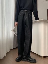 Men's Jeans Men's ZCSMLL Black Loose Men's High Street Straight Barrel Port Style Solid Color 2023 Autumn Winter Korean Long Pants