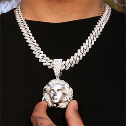 Pendant Necklaces Hip Hop Medusa Necklace For Men Women Fashion Crystal Jewellery With Big Tennis Chain Choker