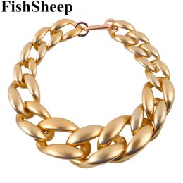 Pendant Necklaces FishSheep Statement Matte Gold Color Acrylic Big Chain Choker Necklace for Women Vintage Resin Chunky Pendant Collar Jewelry 230617