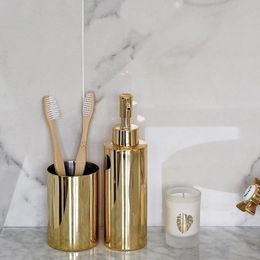 Sets Golden Stainless Steel Simple Bathroom Toilet Set Mouthwash Cup Toothbrush Toothpaste Holder Soap Tray Bathroom Accessories