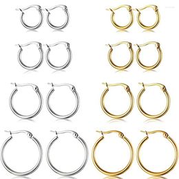 Hoop Earrings 4 Pairs Stainless Steel Set Cute Huggie For Women 10mm/12mm/15mm/20mm