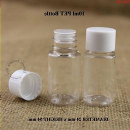 50pcs/lot 10ml Plastic PET Facial Cream Lotion Bottle 1/3OZ Emulsion Container Packaging White Screw Cap Refillable Pothood qty Lbdba