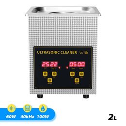 Cleaners Eiwei 2l Ultrasonic Cleaner Bath Digital 40khz Dual Frequency Variable Wave Degas Heating Timer