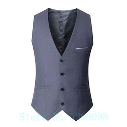 Blazers Black Grey Navy Blue Vests For Men Slim Fit Suit Male Waistcoat Gilet Homme Casual Sleeveless Formal Business Jacket