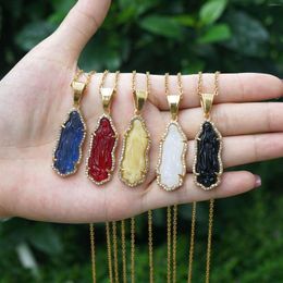 Pendant Necklaces Colourful Lampwork Crystal Necklace For Women Small Virgin Mary Charm Golden Stainless Steel Chain Jewellery Amulet Punk