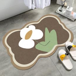 Mats Tulip Bath Mat Absorbent Carpet NonSlip Floor Mats for Living Room Bedroom Decor Area Rugs Floral Bathroom Front Doormat