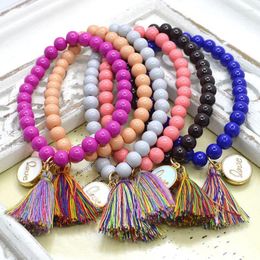 Charm Bracelets European Styles Charming Glass Beads DIY Alloy Round LOVE Charms Tassels Jewellery B15235