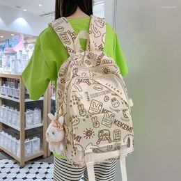 School Bags 2023 Harajuku Girl's Bag Female Cartoon Graffiti Print Backpack Women Book Nylon Ladies Fashion Laptop