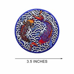 accessories Koi Japanese Fish Embroidery Patch Iron on Sewon DIY Emblem Custom Appliques Free Shipping Clothes Accessories Heat Press Badge