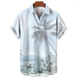 Men's Casual Shirts Men's Hawaiian Shirt Short Sleeve Tops Coconut Graphic Clothing Boys 5xl Fashion Seaside Apparel For Male