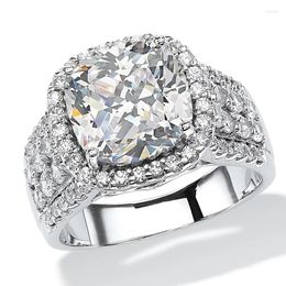 Wedding Rings Trend Eternity Women Luxury Paved Sparkling Crystal Cubic Zirconia Classic Elegant Ladies Jewellery Bulk